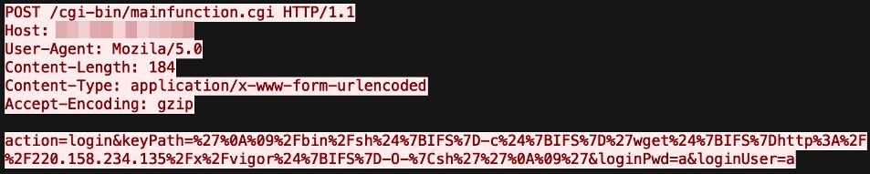 Figure 3: DrayTek exploit traffic