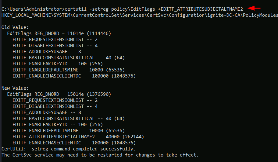 ESC6 Active Directory attack