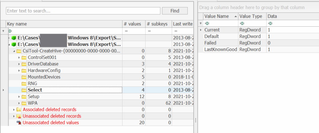 registry forensics finding the current  controlset