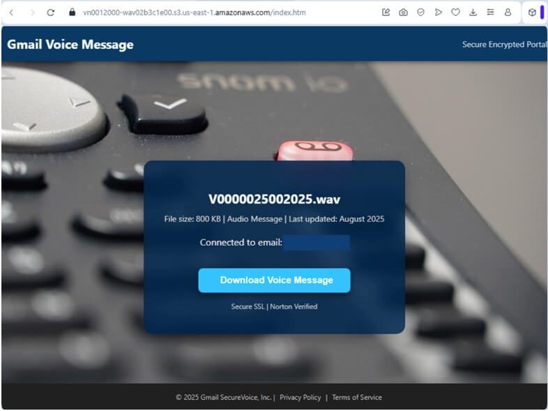 Figure 4: Phishing webpage