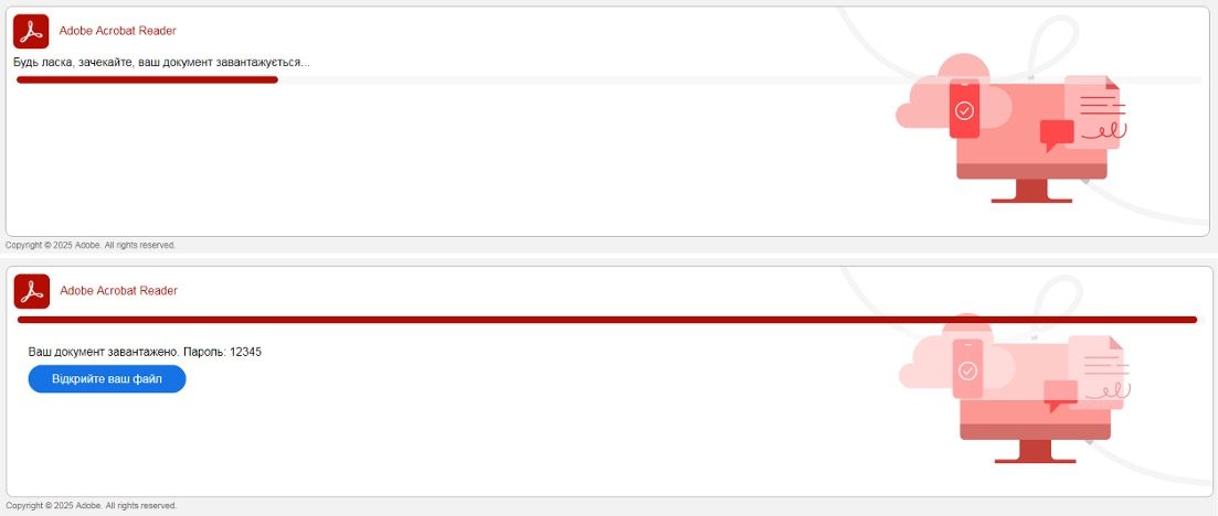 Figure 4: Spoofed Adobe Reader interface