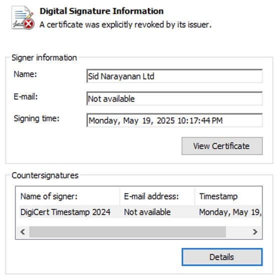 Figure 6: The digital signature