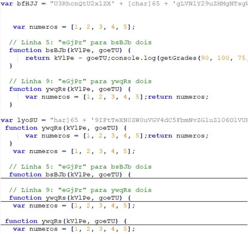 Figure 9: The split encoded payload in two variables